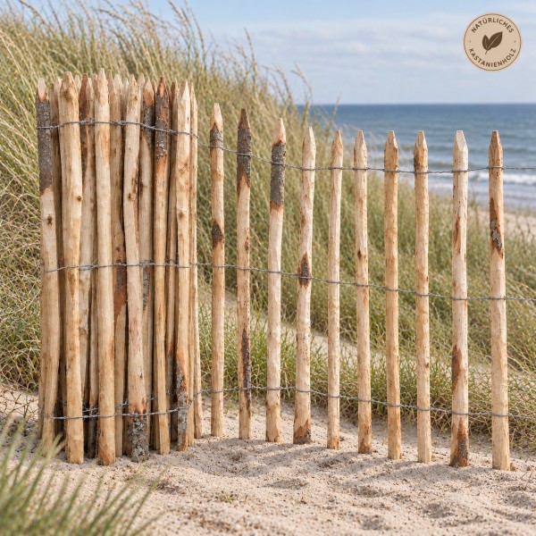 Rustikaler Staketenzaun 120 cm am sonnigen Meerstrand