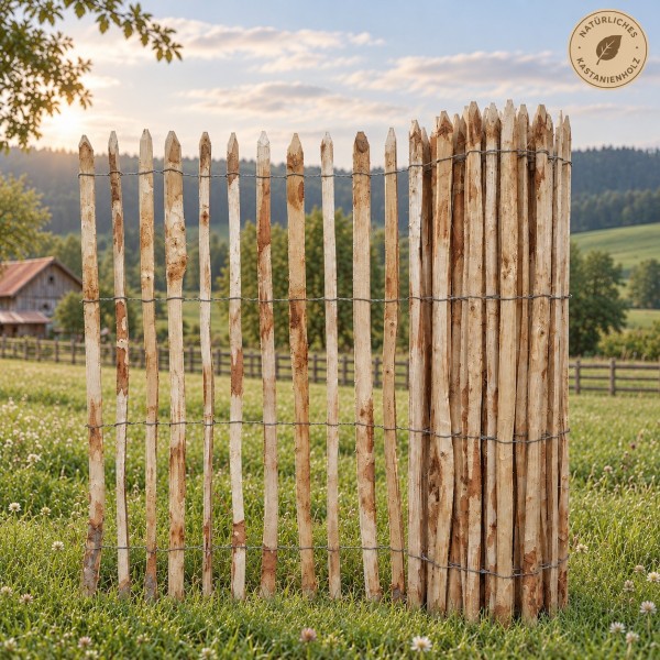 Staketenzaun französisch 175 cm in sonniger Landschaft