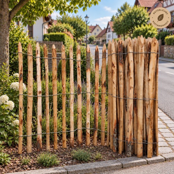 Rustikaler Staketenzaun 140 cm im sonnigen Dorf